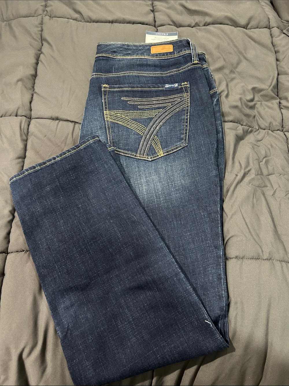 Seven7 Women's Dark Indigo Straight Leg Jeans